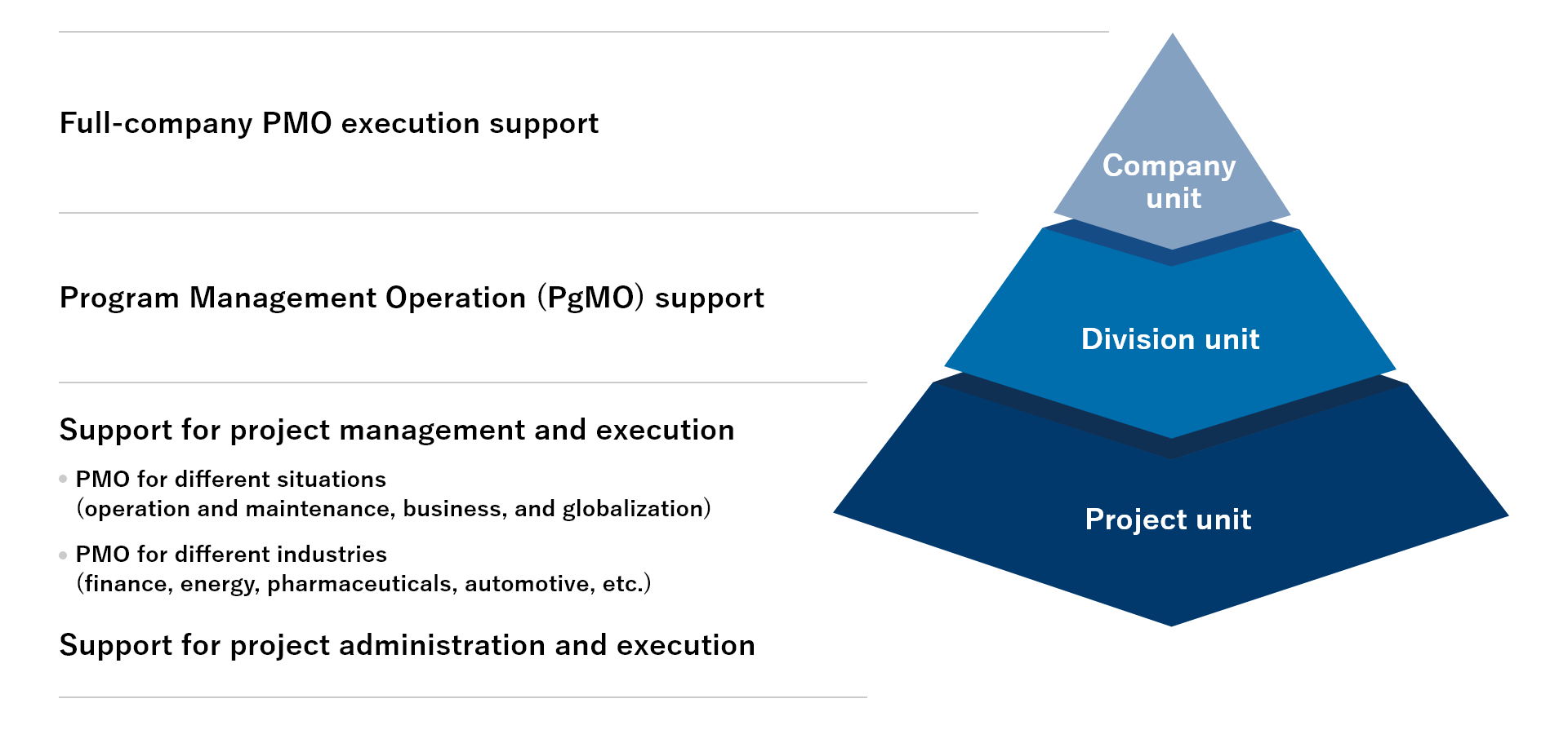 Image explaining PMO execution support for each layer